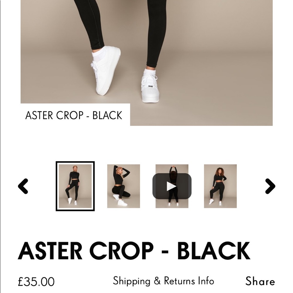 TALA wearetala Aster crop XS Black